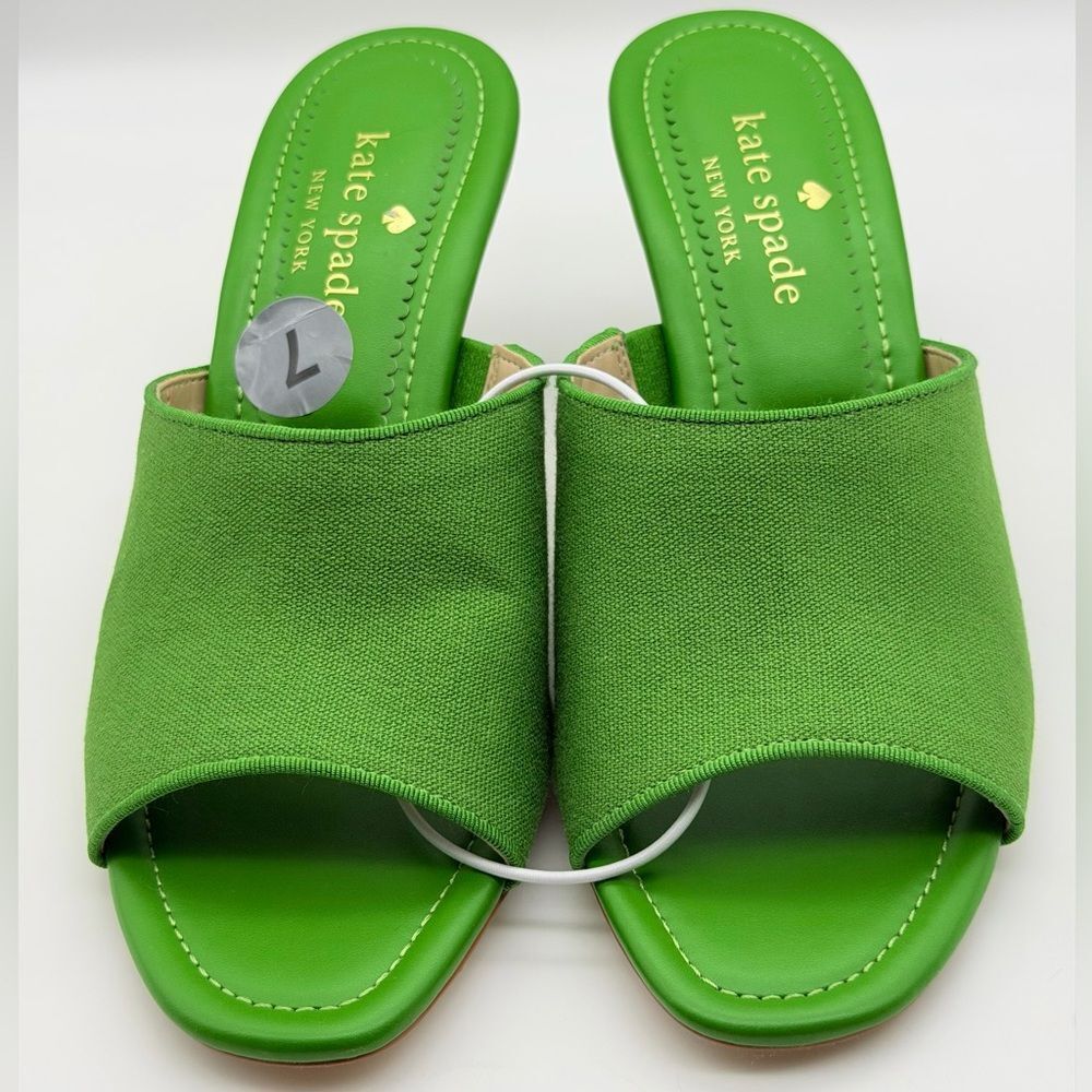 Kate Spade Marigold Kitten Heels Green Mules 7B NWOT